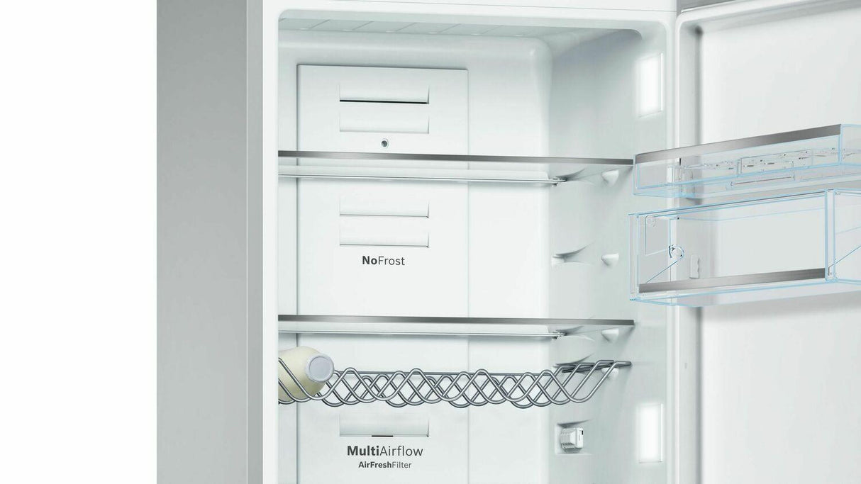 800 Series, Free-standing fridge-freezer-White Glass Door