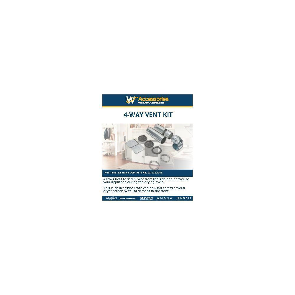 4-way internal dryer vent kit for Left, Right, and Bottom venting, compatible with WE/GD94/95/97HEX & ME/GD6000/7000X models.
