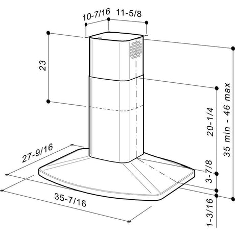 Broan® 35-7/16-Inch x 27-9/16-Inch Convertible Island Chimney Range Hood, 550 Max Blower CFM