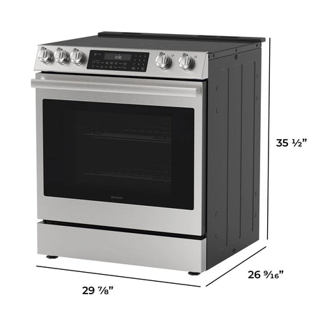 30 in. 5 Burner 6.3 cu. ft. Slide-in Electric Range with True European Convection