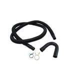 8' Black washer drain hose with molded and straight plastic fittings, U-shape rubber nozzle, and spring clamp - 1 pack