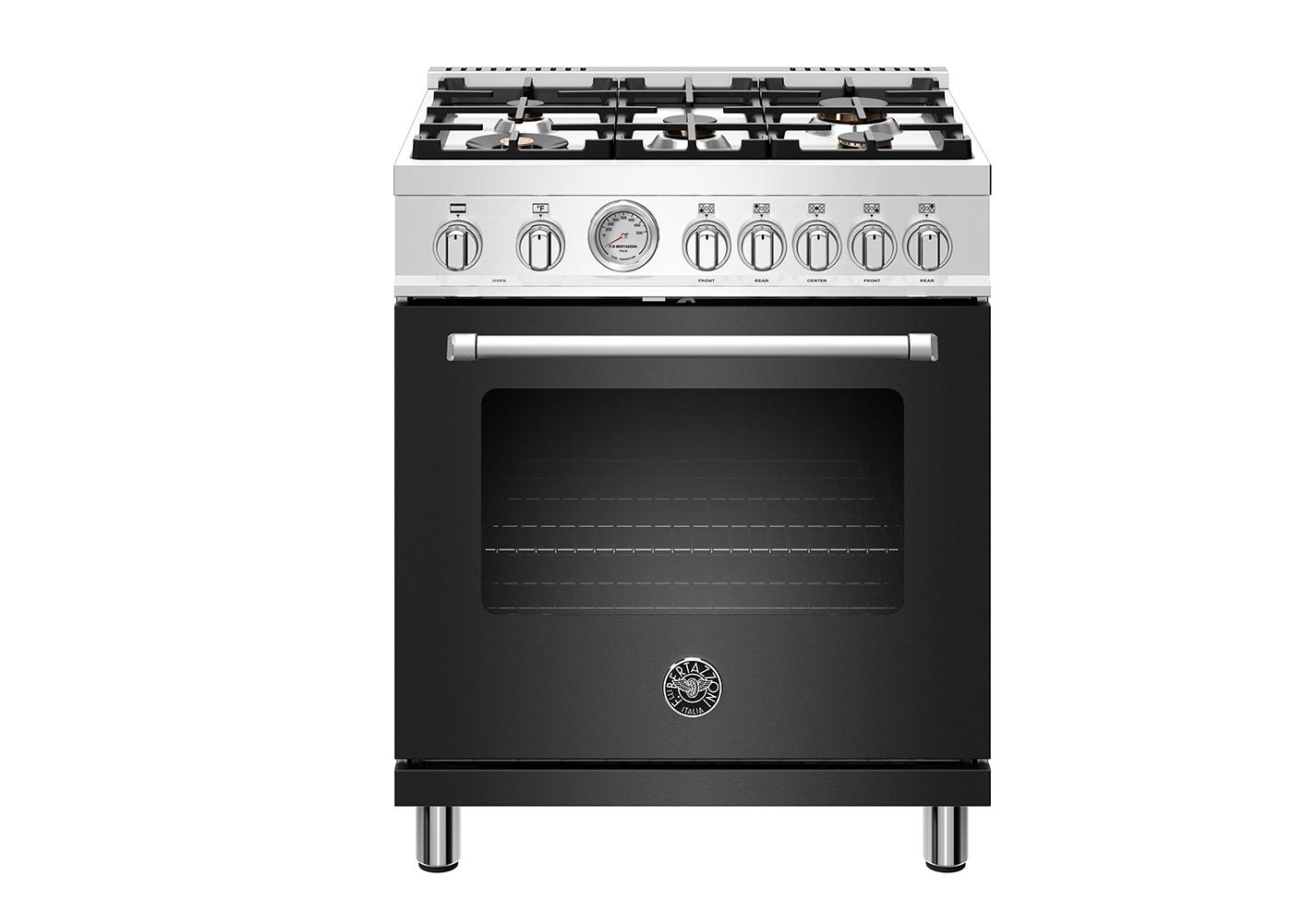 30 inch Dual Fuel, 5 Burners, Electric Oven Nero Matt