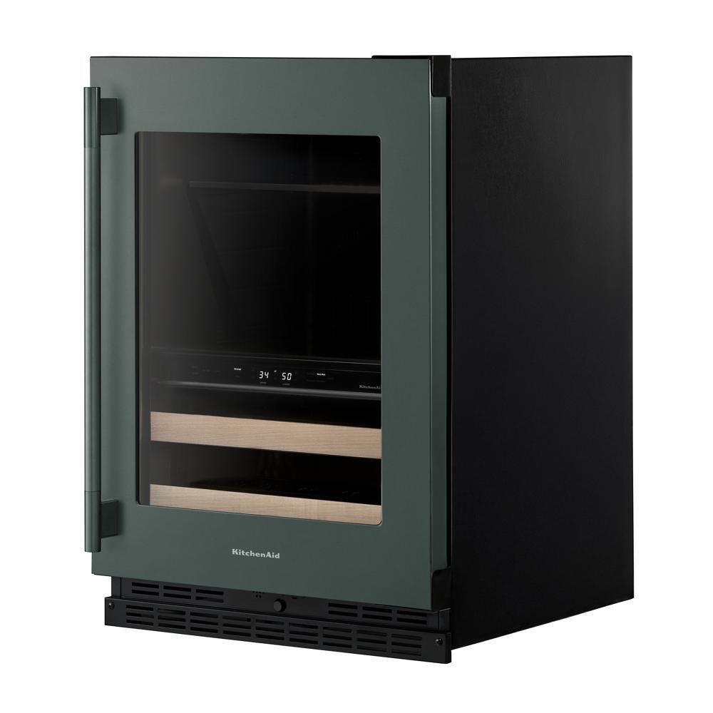 24" Beverage Center with Glass Door and Wood-Front Racks
