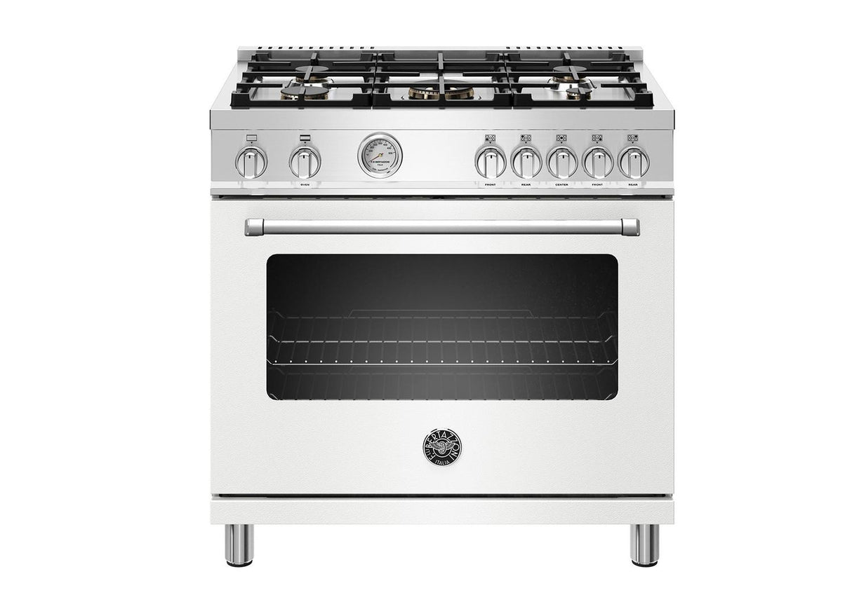 36 inch All Gas Range, 5 Burners Bianco Matt