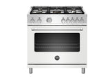 36 inch All Gas Range, 5 Burners Bianco Matt