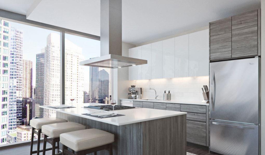 48" T-shape chimney island hood