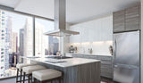 48" T-shape chimney island hood