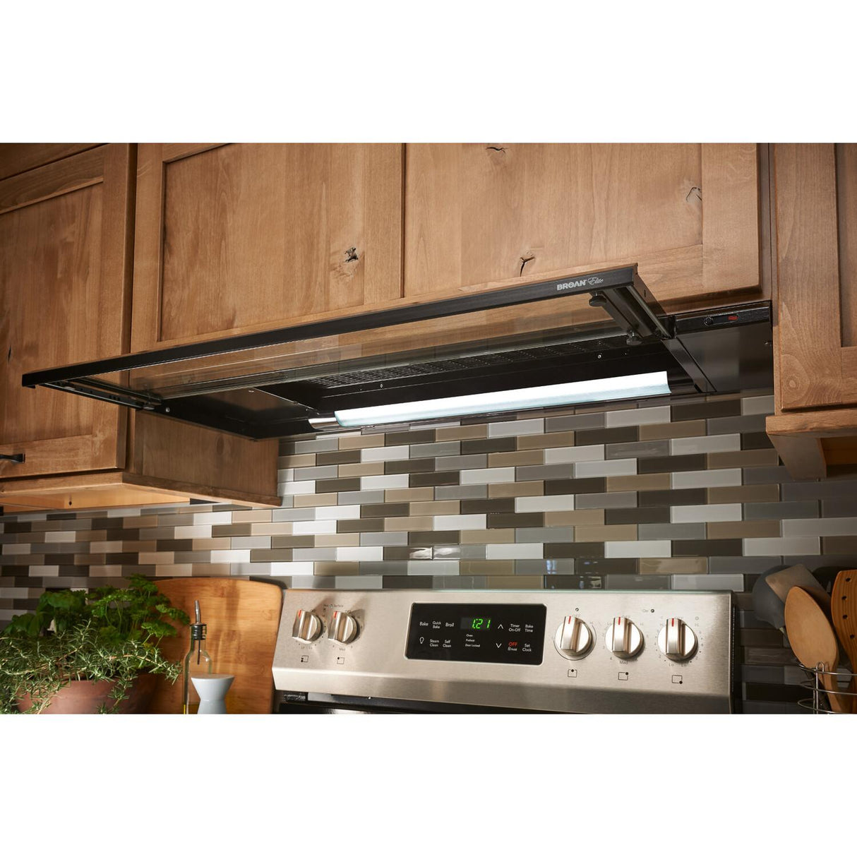 Broan® Elite 30-Inch Under-Cabinet Slide-Out Range Hood w/ Light, Black