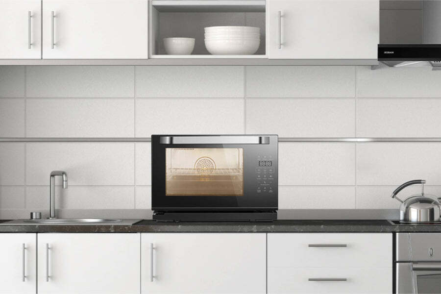 ROBAM ROBAM Portable Steam Oven 6-Slice Black Convection Toaster Oven with Rotisserie (1550-Watt)