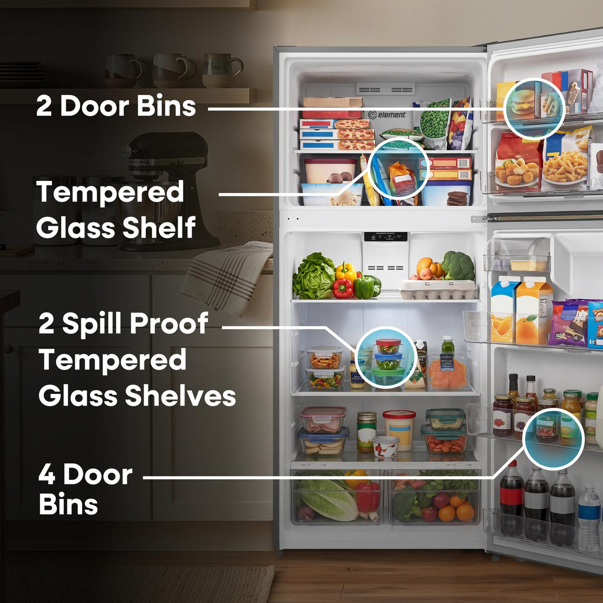 Element 18.2 cu. ft. Top Freezer Refrigerator - Stainless Steel, ENERGY STAR