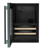 24" Beverage Center with Glass Door and Wood-Front Racks