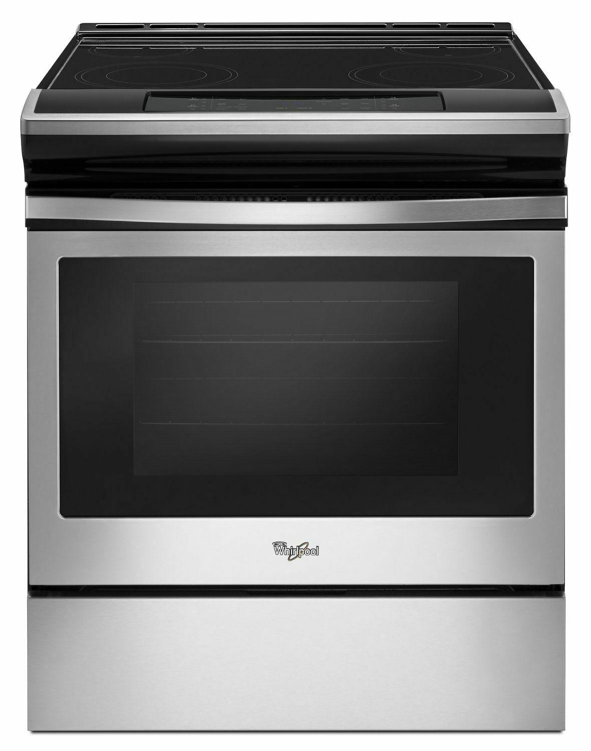 4.8 cu. ft. Guided Electric Front Control Range With The Easy-Wipe Ceramic Glass Cooktop - Black-on-Stainless