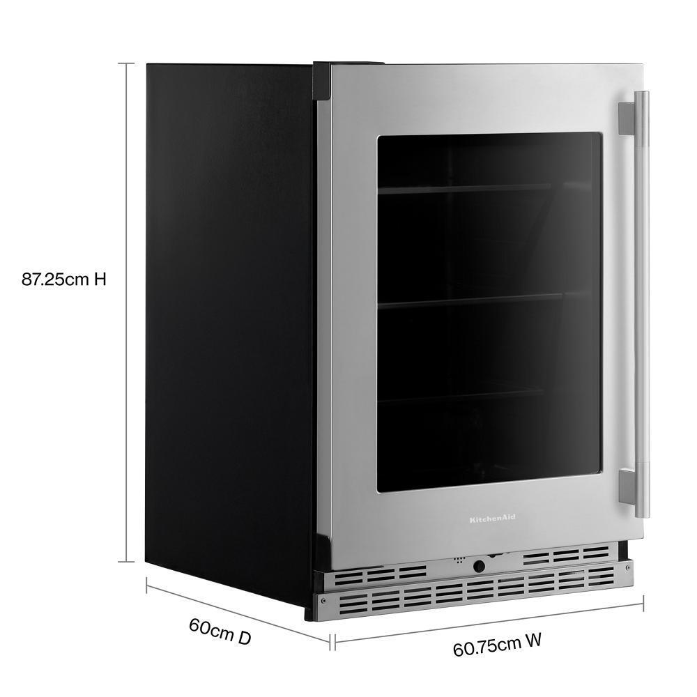 24" Undercounter Refrigerator with Glass Door and Shelves with Metallic Accents