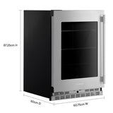 24" Undercounter Refrigerator with Glass Door and Shelves with Metallic Accents