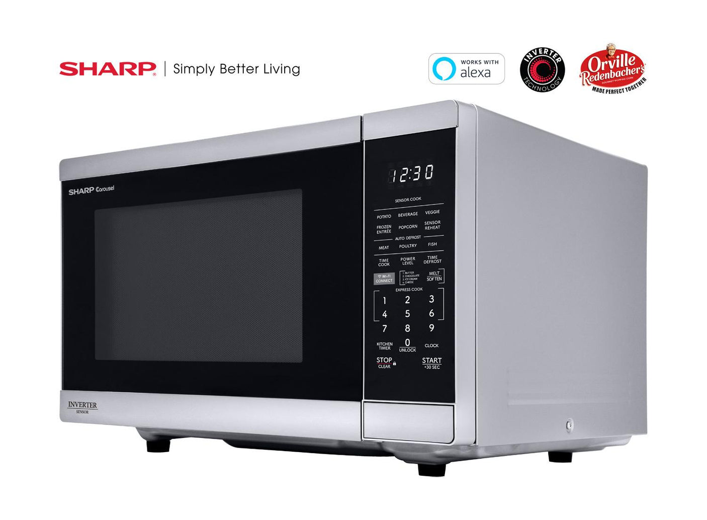 Sharp 1.4 cu. ft. 1100W Smart Stainless Steel Microwave Oven with Inverter Technology