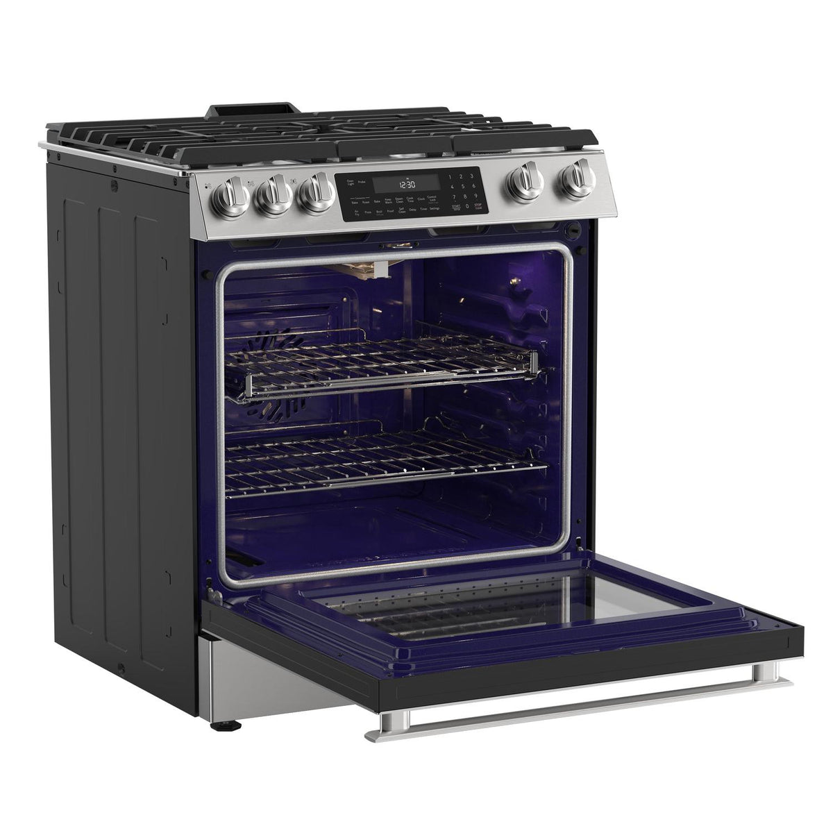 30 in. 5 Burner 6.1 cu. ft. Slide-in Gas Range with True European Convection