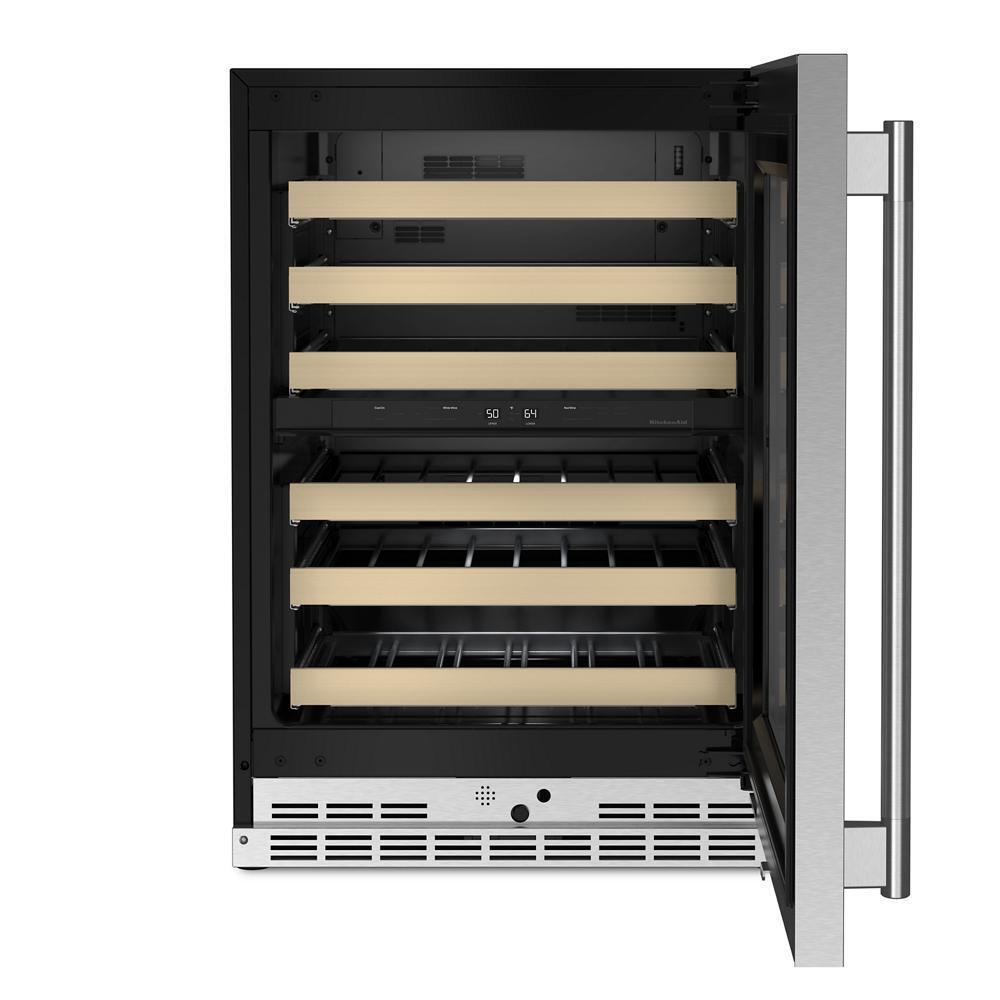 24" Undercounter Wine Cellar with Full-Extension Wood-Front Racks