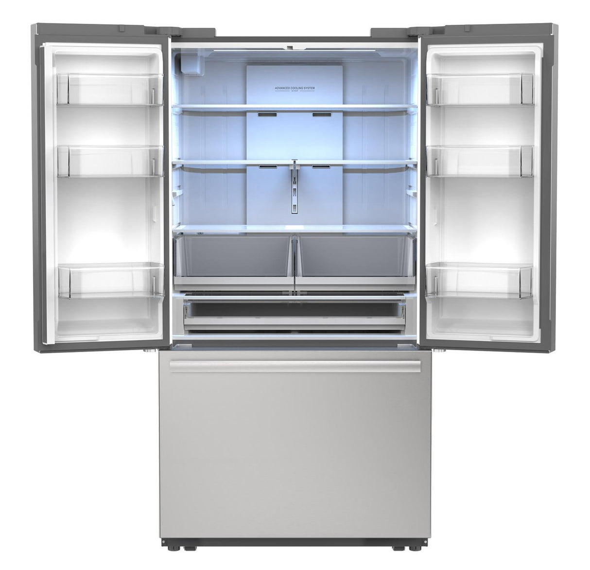 Sharp 26.5 cu.ft. Counter Depth 36 in. French 3-Door Refrigerator with Internal Water Dispenser in Stainless Steel