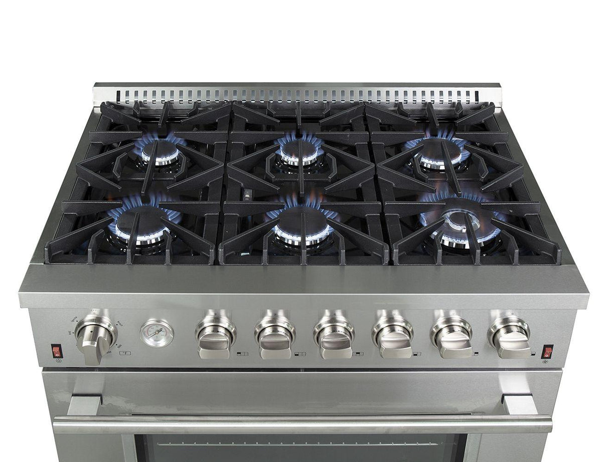 Forno - Silver Professional 36" Freestanding Gas Range