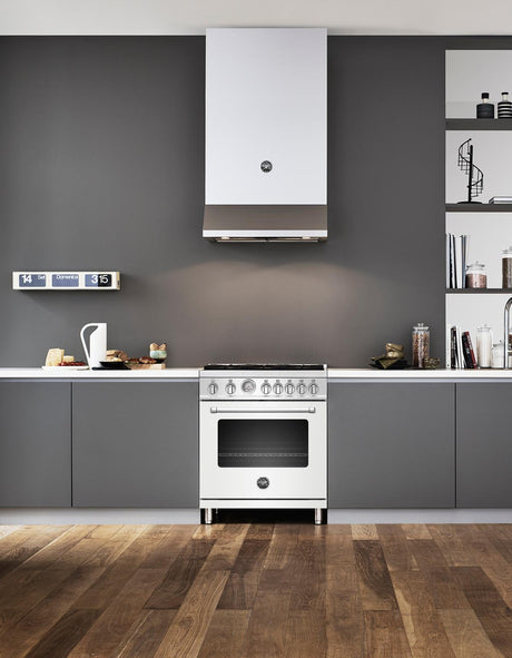 30 inch All Gas Range, 5 Burners Bianco Matt