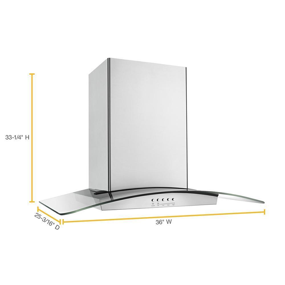 36" Modern Glass Island Mount Range Hood