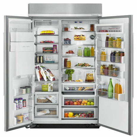 29.5 cu. ft 48-Inch Width Built-In Side by Side Refrigerator with PrintShield™ Finish - Stainless Steel with PrintShield™ Finish