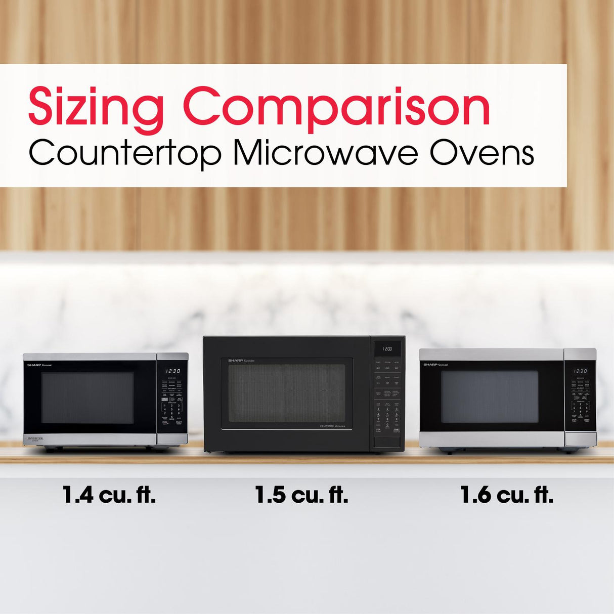 Sharp 1.5 cu. ft. 900W Black Convection Countertop Microwave Oven