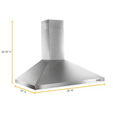 36" Contemporary Stainless Steel Wall Mount Range Hood