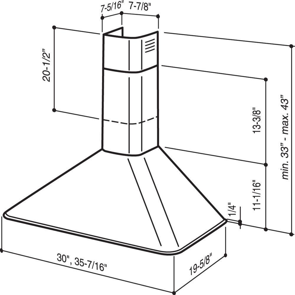 DISCONTINUED-Broan® 36-Inch Convertible Wall-Mount Chimney Range Hood w/ Heat Sentry™, 290 CFM, Stainless Steel