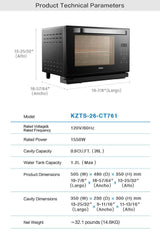 ROBAM ROBAM Portable Steam Oven 6-Slice Black Convection Toaster Oven with Rotisserie (1550-Watt)