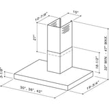 DISCONTINUED-Broan® 42-Inch Convertible Wall-Mount Chimney Range Hood w/ Heat Sentry™, 370 CFM, Stainless Steel