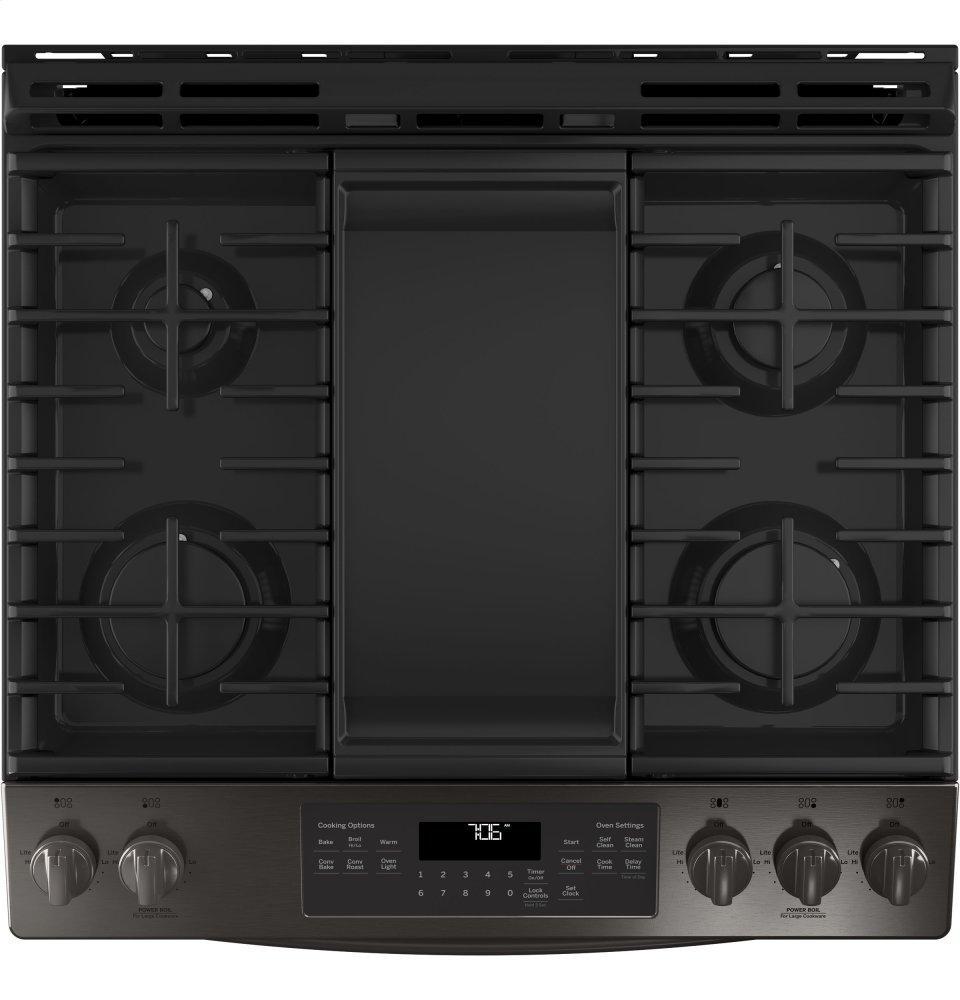 GE® 30" Slide-In Front-Control Convection Gas Range