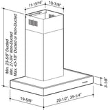 **DISCONTINUED** Broan® 30-Inch Convertible Wall-Mount Chimney Range Hood, 450 CFM, Stainless Steel