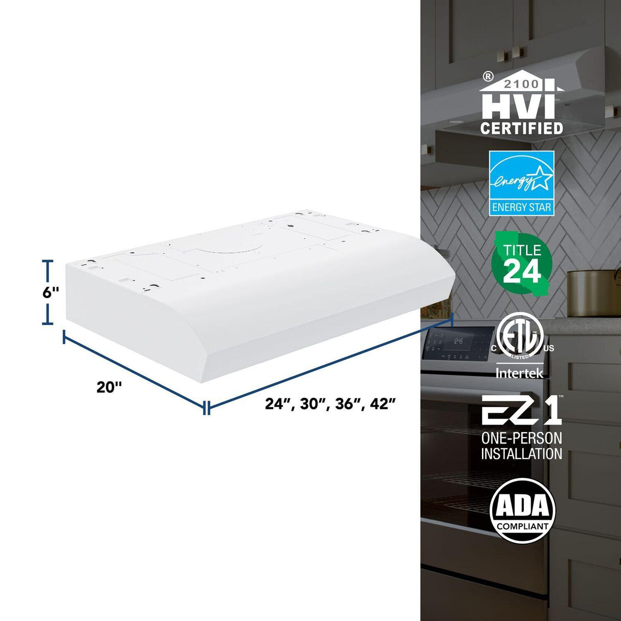 Broan-NuTone 30-Inch Under Cabinet Range Hood, ENERGY STAR, 350 Max Blower CFM, White