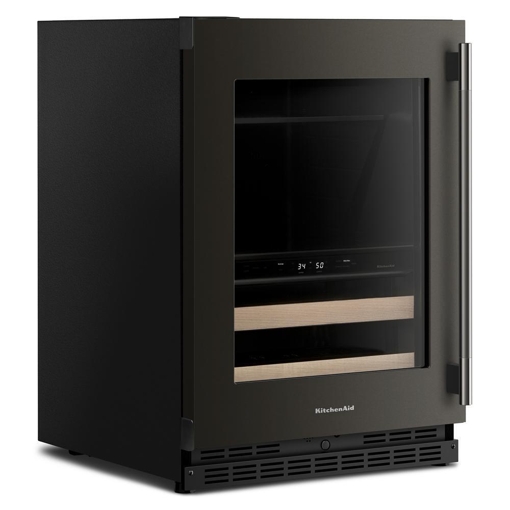 24" Beverage Center with Glass Door and Wood-Front Racks
