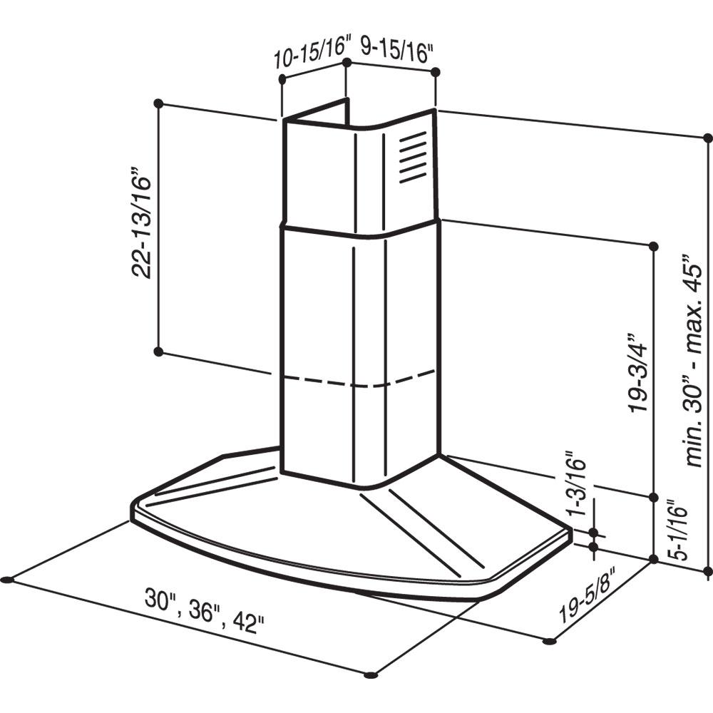 DISCONTINUED-Broan® 36-Inch Convertible Wall-Mount Chimney Range Hood w/ Heat Sentry™, 370 CFM, Stainless Steel