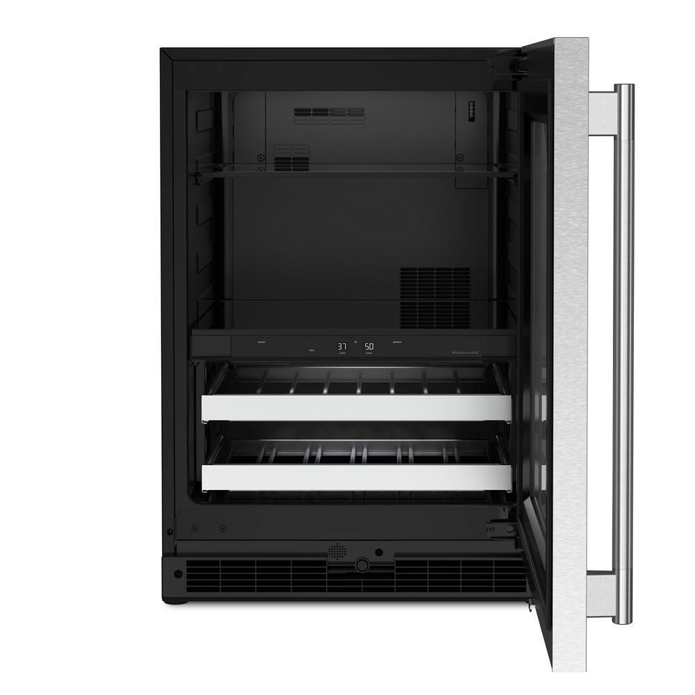24" Beverage Center with Glass Door and Metal-Front Racks