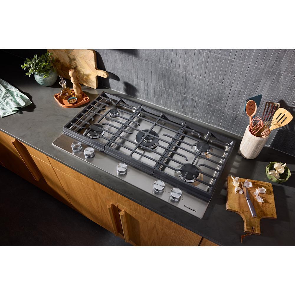 KitchenAid® 36 in. Gas Cooktop with 5 Burners and Integrated Wok Grate