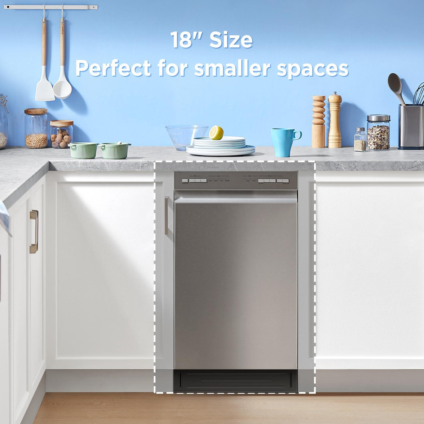 Midea 18" Front Control Dishwasher with Heated Dry