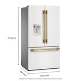 30 Cu. Ft. 36-Inch French Door Refrigerator with Exterior Water and Ice Dispenser and Wood-Look Sliding Tray in Porcelain White