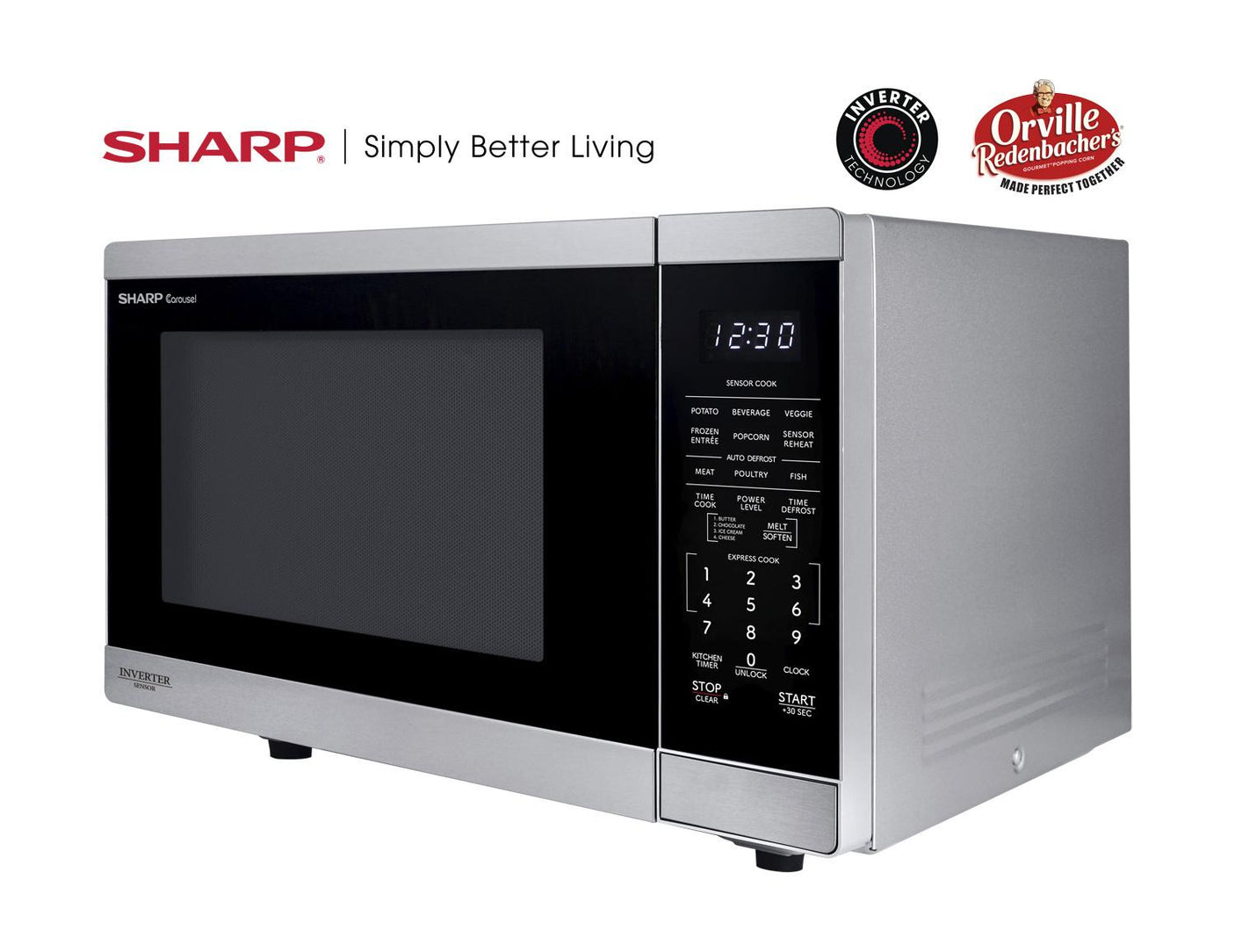Sharp 1.4 cu. ft. 1100W Stainless Steel Countertop Microwave Oven with Inverter Technology