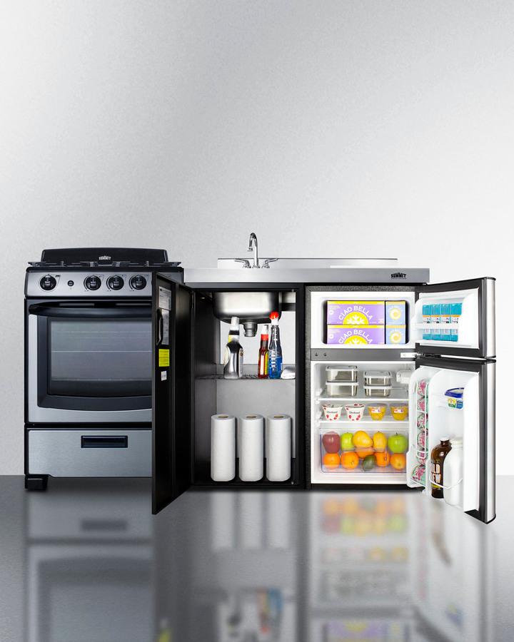 63" Wide All-in-one Kitchenette With Gas Range