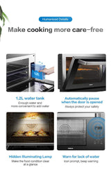 ROBAM ROBAM Portable Steam Oven 6-Slice Black Convection Toaster Oven with Rotisserie (1550-Watt)