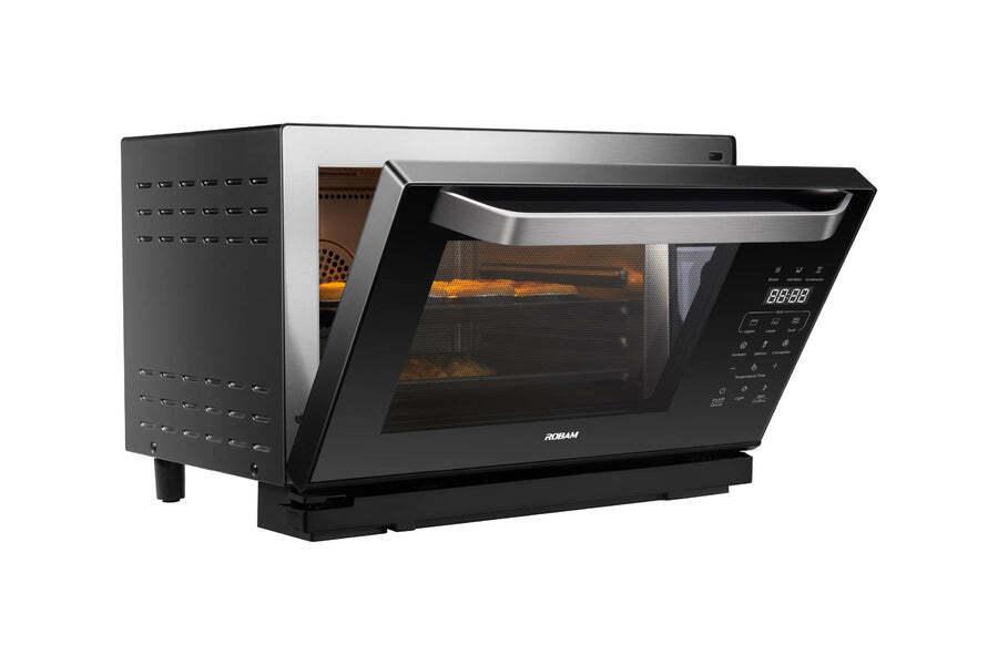 ROBAM ROBAM Portable Steam Oven 6-Slice Black Convection Toaster Oven with Rotisserie (1550-Watt)