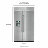 29.5 cu. ft 48-Inch Width Built-In Side by Side Refrigerator - Stainless Steel