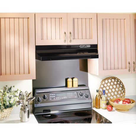 Broan-NuTone RL6200 Series 24 in. Ductless Under Cabinet Range Hood with Light in Black