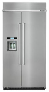 25.0 cu. ft 42-Inch Width Built-In Side by Side Refrigerator with PrintShield™ Finish - Stainless Steel