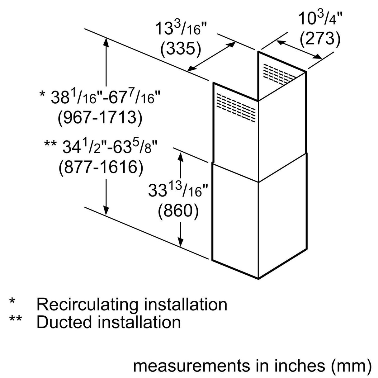 Chimney Extension for all Chimney Wall Hoods