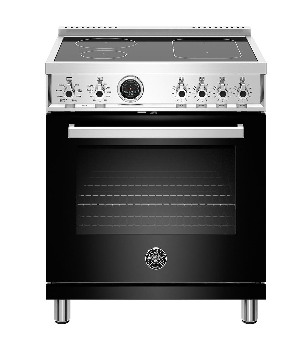 30 inch Induction Range, 4 Heating Zones, Electric Self-Clean Oven Nero