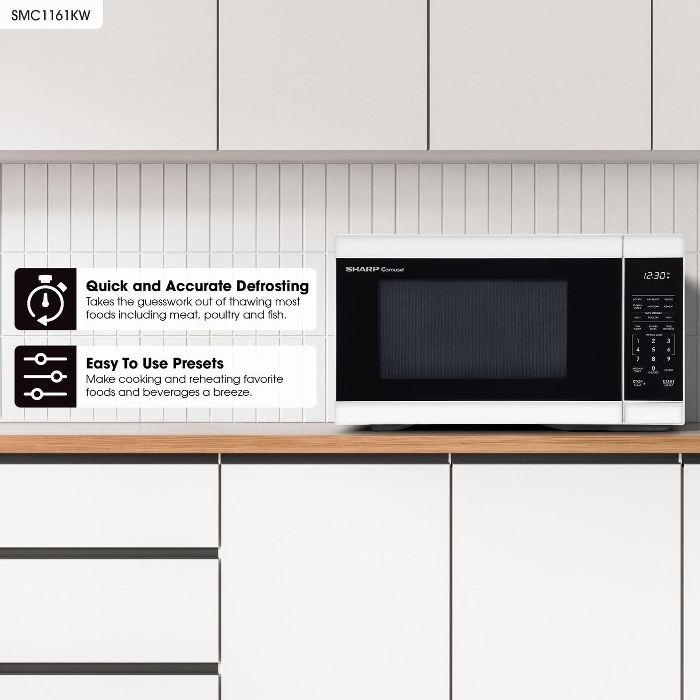 Sharp 1.1 cu. ft. 1000W White Countertop Microwave Oven
